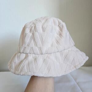 Anthropologie Cream Textured Bucket Hat